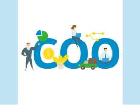 Illustration of office employees around "COO" Text