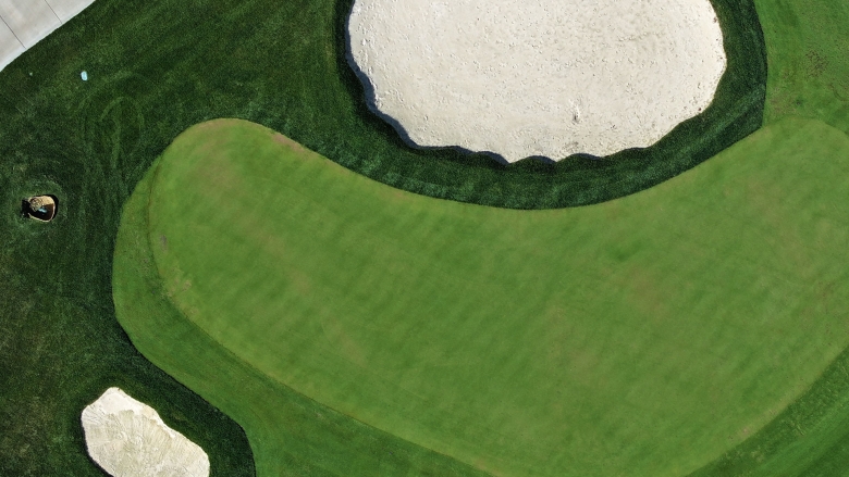 Arial photo of golf course roughs and fairway
