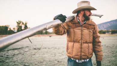 farmer installing irrigation