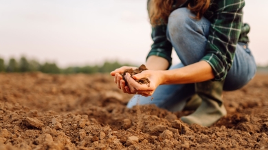 female farmer soil