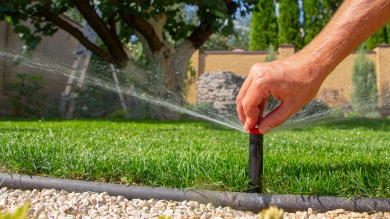 bermudagrass lawn with sprinkler